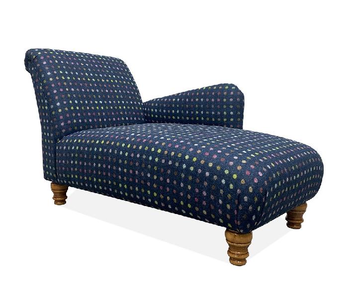 Modern Medium Chaise Longue in Multispot Blue 